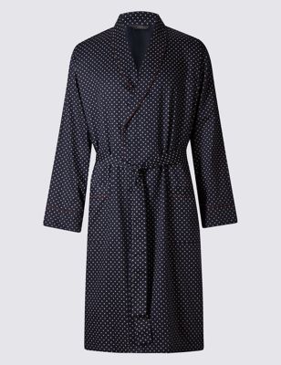Pure Cotton Printed Dressing Gown with Belt